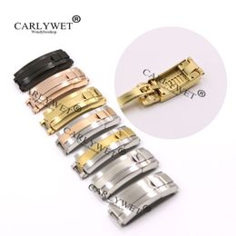 CARLYWET 9mm x 9mm Brush Polish Stainless Steel Watch Band Buckle Glide Lock Clasp Steel For Bracelet Rubber Leather Strap Belt218v