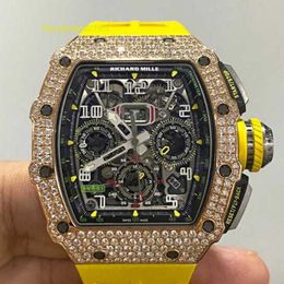 RM Watch Racing Watch Sports Watch RM11-03 Machinery 44.5*50mm RM1103 Rose Gold Back Diamonds Chronograph Timepiece