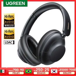 Cell Phone Earphones New UGREEN HiTune Max5 Hybrid Active Noise Cancellation Earphones Hi Res LDAC Sound Bluetooth Earphones Multi Point Connection Q240321