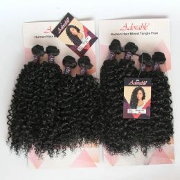 Pack Pack Adorable Natural Colour Water Wave Hair For Black Woman,Small Kinky Curly Synthetic Hair Bundle Spain Curl 4pcs 18"20"