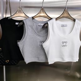 womens designer clothing crop top womens clothes embroidered logo letter camisole vest for womens sleeveless knitted ice silk bottom top for external wear