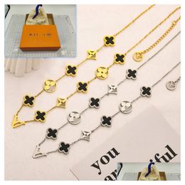 Pendant Necklaces Fashion Style Clover Necklace For Couples Designer Women Love Gift Jewellery High Quality Stainless Steel Gold Plate Dhx5T