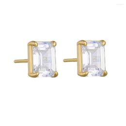 Stud Earrings FULSUN Original Design White Zirconia Square Ears 925 Sterling Silver 14K Gold Plated Fashion Fine Jewellery