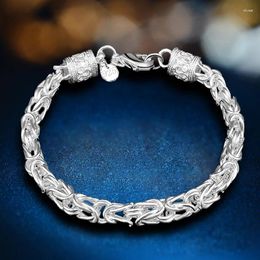 Link Bracelets Retro Women Lovers Trendy Handmade Charm Wedding Anniversary Gift Creative Silver Color Jewelry