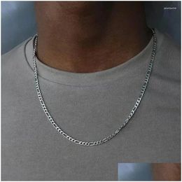 Chains 40-75Cm 925 Sier 4Mm Figaro Chain Necklace For Women Men Long Hip Hop Jewelry Gift Drop Delivery Necklaces Pendants Otvxr