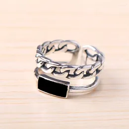 Wedding Rings Punk Vintage Black Chains For Women Boho Female Charms Jewelry Men Antique Knuckle Ring Fashion Party Gift 2024