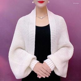 Women's Knits Xpqbb Short Knitted Cardigan For Women Vintage Harajuku Lantern Sleeve Shawl Tops Female Elegant Fall Winter Solid Sweater