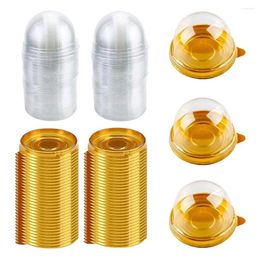 Baking Moulds 100 PCS Clear Plastic Mini Cupcake Box Round Mooncake Dessert Container Cookies Muffins Dome