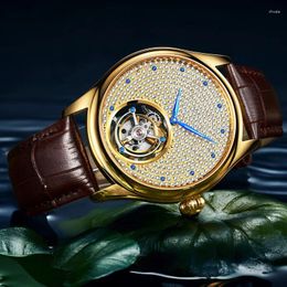 Wristwatches AESOP Original Real Tourbillon Watch Men Sapphire Full Crystal Diamond Dial Mechanical Hand Wind Men's Luminous Watches For
