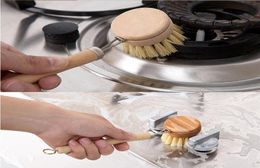 Natural Wooden Long Handle Pan Pot Brush Dish Bowl Washing Cleaning Brush Household Kitchen Cleaning Tools8587359