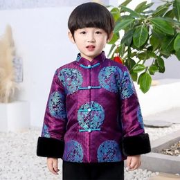 Ethnic Clothing 5 Colours Winter Chinese Traditional Boys Clothes Kids Thicken Quilted Coat Children Spring Festival Tang Suit Jacket Pants