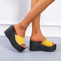 Slippers 2022 New Summer Slip on Women Wedges Sandals Platform High Heels Fashion Open Toe Ladies Casual Shoes Comfortable Promotion Sale01R4SH H240322