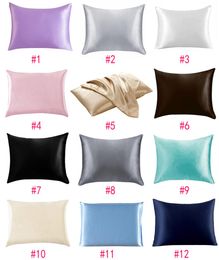 2026inch Silk Satin Pillowcase 12 Colours Cooling Envelope Pillow Case Ice Silks Skinfriendly Pillowslip Bedding Supplies7885636