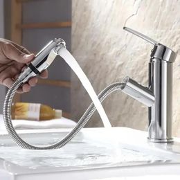 Bathroom Sink Faucets Kitchen Basin Faucet Single Handle Pull Out Spray Tap Cold Water Deck Mount Accessories