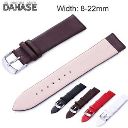 Watch Bands Ultra Thin 8mm 10 12 13 14 15mm 16 17 18 19 20 21 22mm Strap Simple Replacement Genuine Leather Band ZWPS801 w Pins Y240321