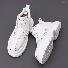 Casual Shoes High Tops Luxury Designer Men's White Black Rivet Lace Up Platform Male Sports Comfortable Walking Sneakers Zapatos Hombre