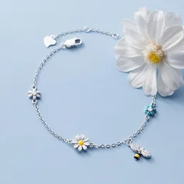 Charm Bracelets Exquisite Micro Zircon Flower Bee Bracelet For Women Korean Sweet Daisy Flowers Colourful Beaded Handmade Daily Jewellery