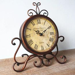 Table Clocks Bedroom Vintage Style Classical Non-Ticking Desk European Case Decor Retro