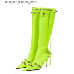 Boots 2023 New Womens Pointed Toe Thin High Heels Long Boots Fashion Over Knee Boots European and American Party Boots Size 46 Q240321