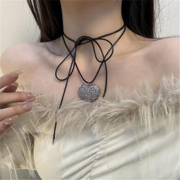 Pendant Necklaces Crystal Love Heart Necklace For Women Girls Adjustable Length Collar Chain Gift