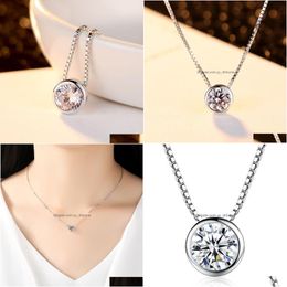 Pendant Necklaces European Style Sexy Shiny Zircon S925 Sier Necklace Fashion Charming Women Box Chain Luxury Jewellery Accessories Dr Dh3Yz