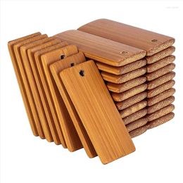 Keychains 100Pcs 45X20Mm Rectangle Wooden Tags For Keychain Rings Bamboo Unfinished Wood Key Ring Tag