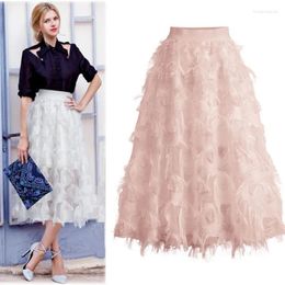 Skirts Women Summer Hollow Out Fold Calf Leaf High Waist Skirt 2024 Casual Vestidos Drop JQMY7307