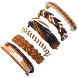 Link Bracelets Ethnic Boho Hippie Multilayer Leather Fashion Charms Braided Weave Rope Chain Bangles Wrap Wristbands Bohemian Jewelry