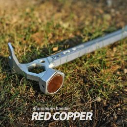 Tools Outdoor Mini Multifunctional Stainless Steel Hammer, Aluminium Alloy Handle, Camping Tent Nail, Copper Head Hammer