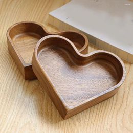 Plates Solid Wood Pallet For Decorative Wooden Fruit Platter Heart-shaped Snack Tray Set Dining Table Stackable