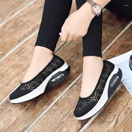 Casual Shoes Fashion Platform Women's Sports Slip On Mesh Light Breathable Running Plus Size Solid Color Versatile Zapatos Mujer