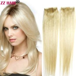 Piece ZZHAIR 100% Human Remy Hair Extensions 16"20" 2pcs Set 50g 60g Clipsin Two Pieces 2x10cm Natural Straight