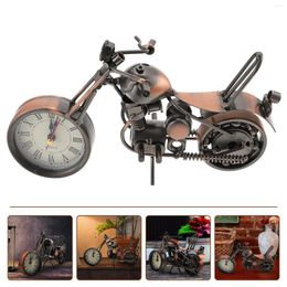 Table Clocks Motorcycle Clock Bookshelf For Kids Iron Craft Tabletop Decor Adornment Statue Retro Ornament Home Office Desktop Decorative