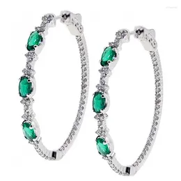 Hoop Earrings DRlove Vintage For Women With Green Cubic Zirconia Bling Earring Beauty Anniversary Gift Female Jewelry 2024