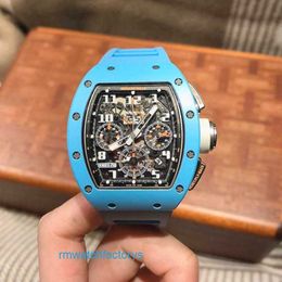 Famous Fancy Watch RM Wristwatch Automatic Mechanical Tourbillon RM011-FM RM011 Series Machinery 40 50mm Calendar Time Limited RM011 Blue Ceramic Limited