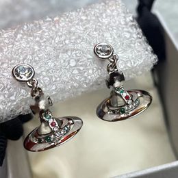 Lady Designer Dangle and Chandelier Earrings Stereo Planet Earring Orb Coloured Diamond Saturn Earring Stud