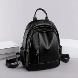 Backpack Chikage Korean Fashion Women's Small Casual Lightweight Commuter Simple Travel Waterproof Leather Bag
