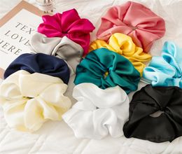 large size satin Women hair scrunchies French grace Smooth Silk Big Size Bobble Hair band Scrunch High Quality9444416