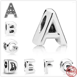 느슨한 보석 925 Silver 26 Letter A-Z Charm Fine Beads Fit Original Charms 팔찌 액세서리 여성을위한 DIY 보석