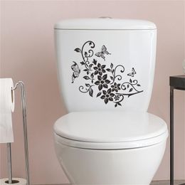 꽃 나비 나비 욕실 화장실 좌석 뚜껑 커버 데칼 스티커 스티커 PVC 스티커 이동식 자체 접착 화장실 장식 아트 장식