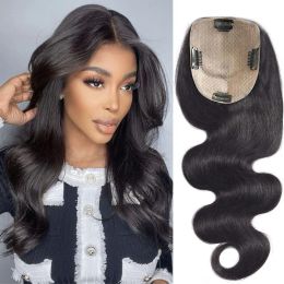 Toppers 15x16 cm Body Wave Silk Base Topper with Baby Hair Chinese Virgin Human Hair Piece with 4 Clips Ins Natural Scalp 822inch