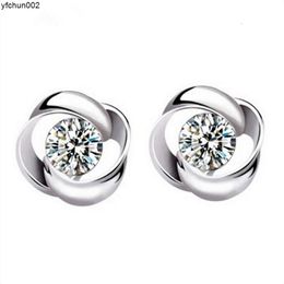 Zhenrong Counter Inlaid Diamond Earrings 925 Silver Rotary Love High Grade Womens Best-selling Plated Jewellery 28e0