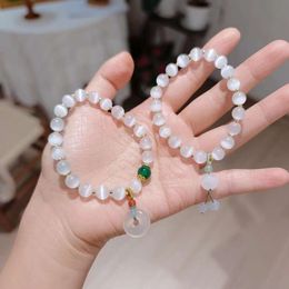 China-chic Opal Beaded Bracelet Women Ins Niche Design Safety Clasp Lotus Pendant Beads Hand String Jewelry