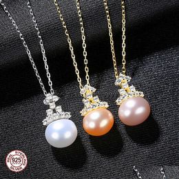 Pendant Necklaces Korean Fashion Sweet Pearl Shiny Zircon Crown Necklace Jewelry Sexy Charming Women Clavicle Chain Accessories Drop Dhgls