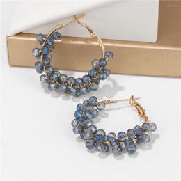 Dangle Earrings Shining Crystal For Women Girl Electroplated Glass Gold Colour Wire Wrapped Round Circle Hoop Jewellery