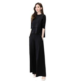 2023 Spring New Women's Early Spring Western Style Age Reducing Fashion Set Casual Style Wide Leg Pants Fashionable Two Piece Set