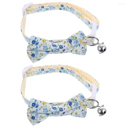 Dog Collars 2 Pcs Cat Collar Bow Tie With Bell Puppy For Small Puppies Kitten Cartoon Adjustable Pet Polyester Nylon