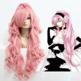 Wigs HAIRJOY Synthetic Hair Vocaloid Luka Cosplay Wig Pink Red Curly Wigs with Ponytail Free Shipping