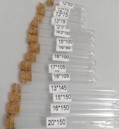 Plastic Test Tube With Cork Stopper 4-inch 15x100mm 11ml Clear ,Food Grade Cork Approved , All Size Available In Our Store LL