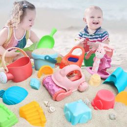 Sand Play Water Fun Summer Silicone Soft Baby Beach Toys Children Bucket Tool Rake Hourglass Outdoor Play Sand Tool Set Kids Baby Bath Toy Gifts 240321